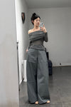SWAYING/KNIT cotton wide-leg pants SW24SS3B60 gray blue